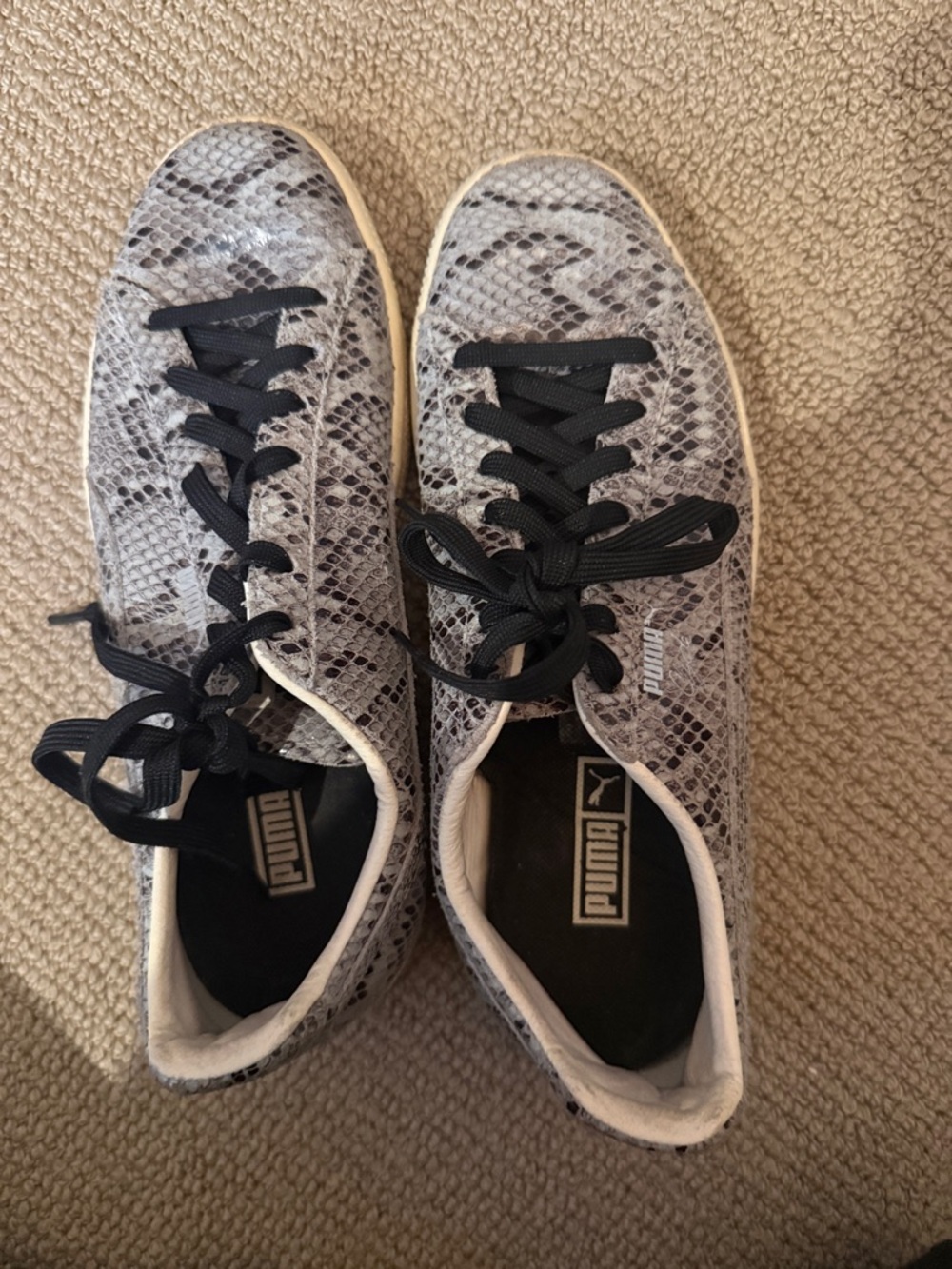 Puma Women's Snake-Print Low-Top Sneakers in Gray and Black
